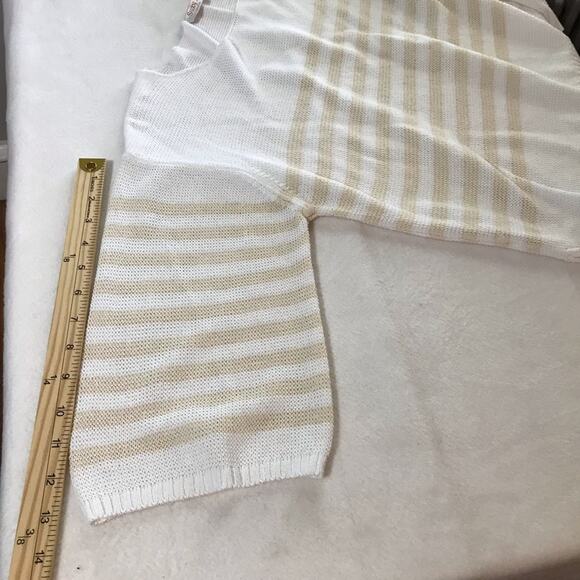 Suzy D London knit striped sweater dramatic sleeves beach coastal lightweight - Picture 7 of 10